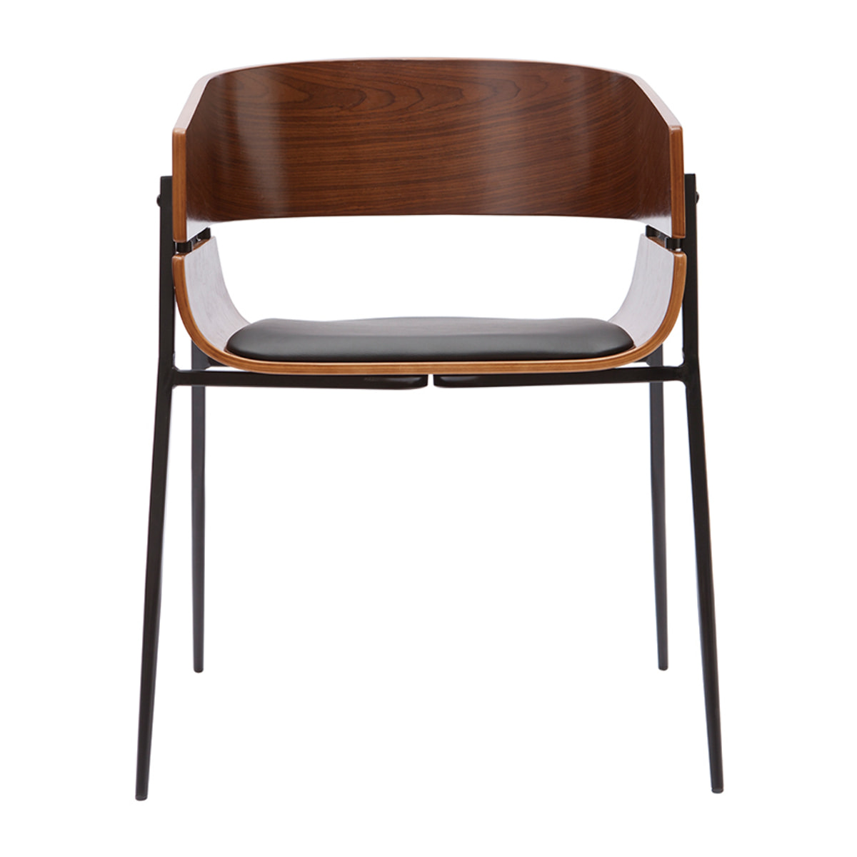 Chaises design bois foncé et métal noir (lot de 2) WESS