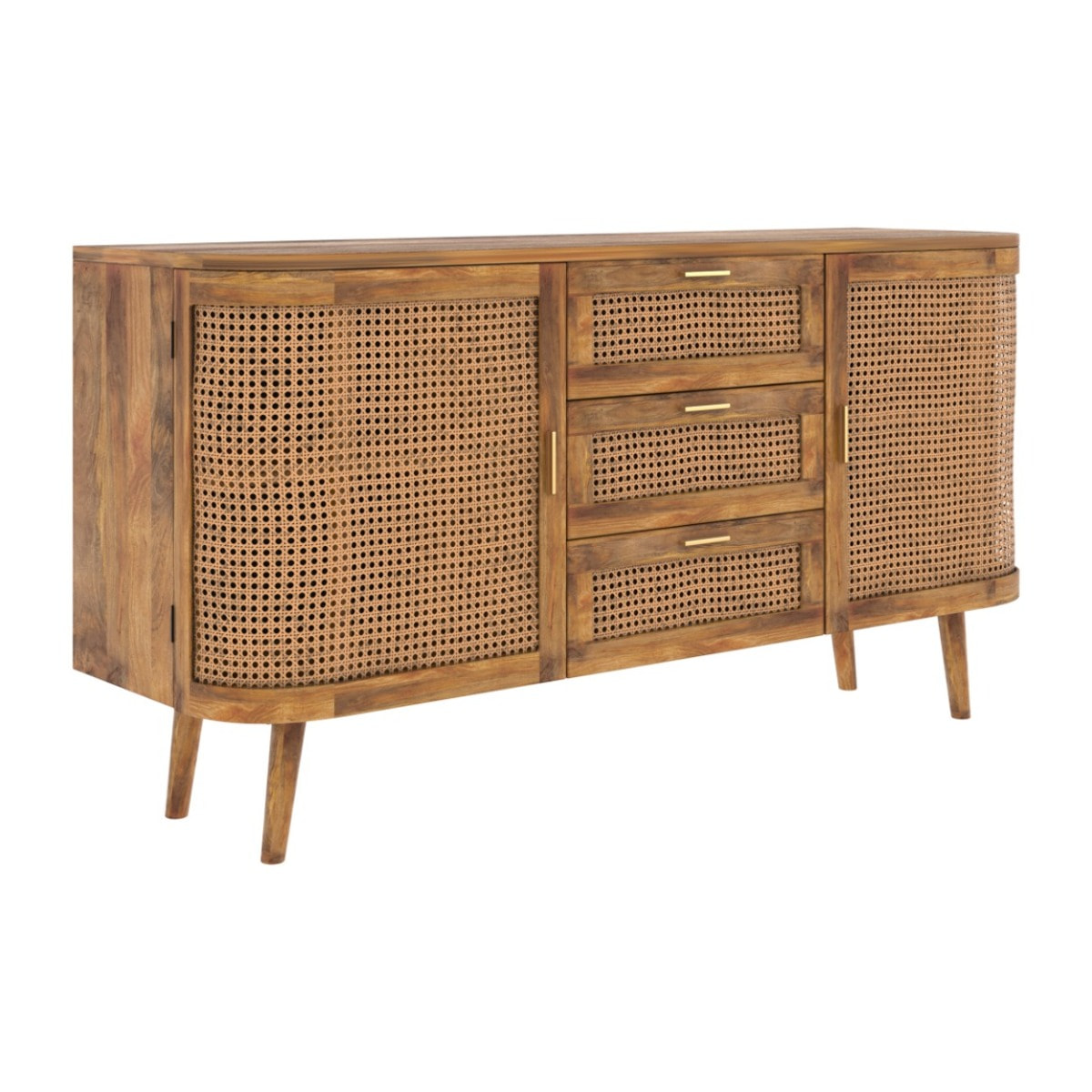 Buffet 2 portes et 3 tiroirs en cannage - Wava