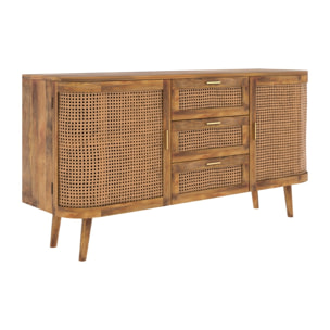 Buffet 2 portes et 3 tiroirs en cannage - Wava