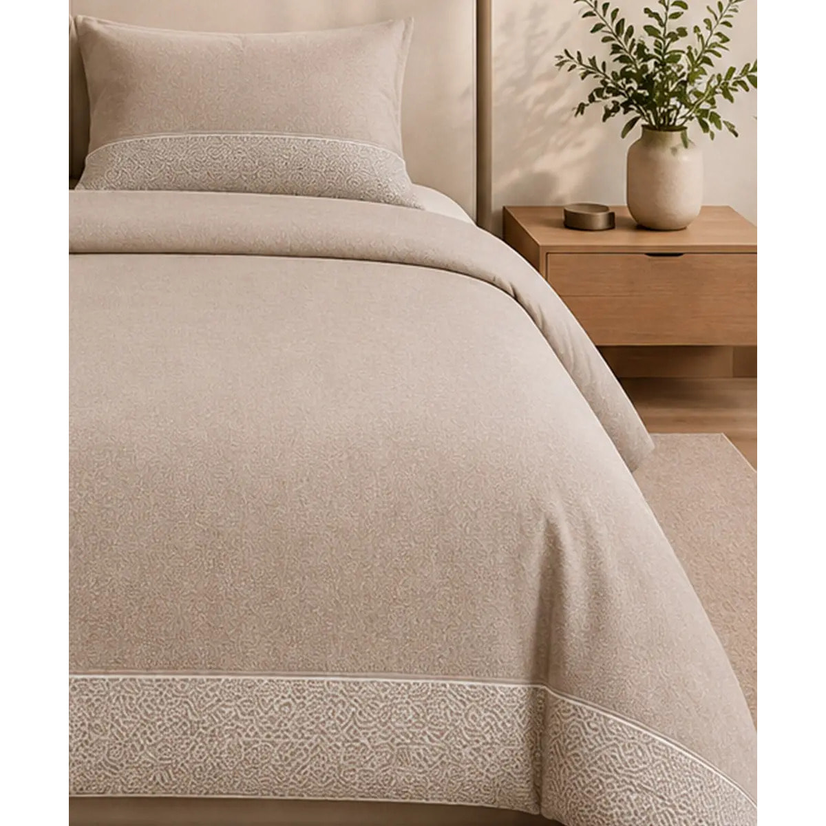 Parure Copripiumino Class Tortora Beige in Cotone 100% Made in Italy, Stampa Digitale HD