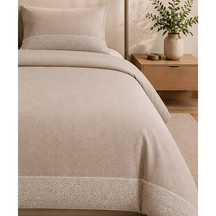 Parure Copripiumino Class Tortora Beige in Cotone 100% Made in Italy, Stampa Digitale HD