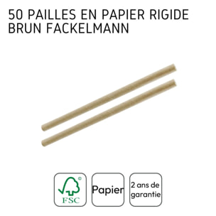 Boite de 50 pailles en papier rigide brun 15 cm Fackelmann Nature