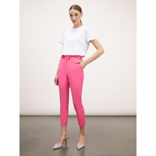 Motivi - Pantaloni New York con inserti in raso - Fucsia