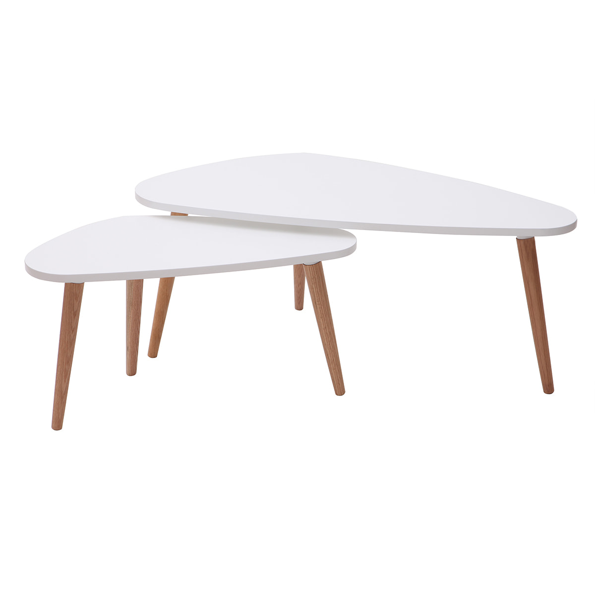 Tables basses gigognes scandinaves blanc et bois clair chêne massif (lot de 2) ARTIK