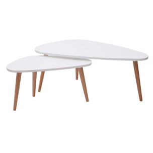 Tables basses gigognes scandinaves blanc et bois clair chêne massif (lot de 2) ARTIK
