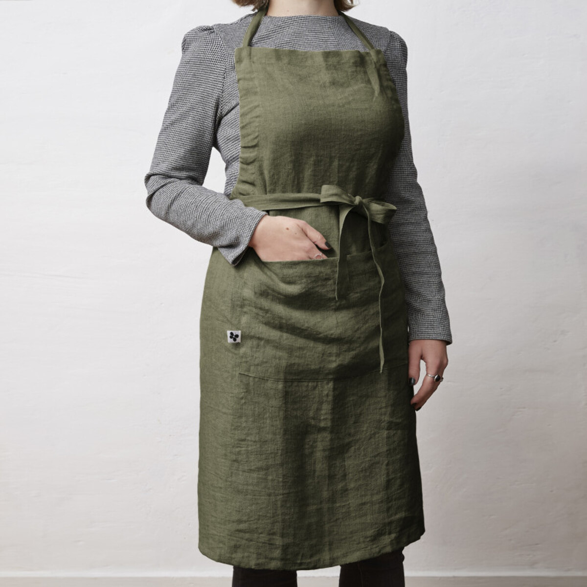 Tablier de Chef ajustable "Soline" 70 x 85 cm Lin lavé - Couleur: Soline Thym