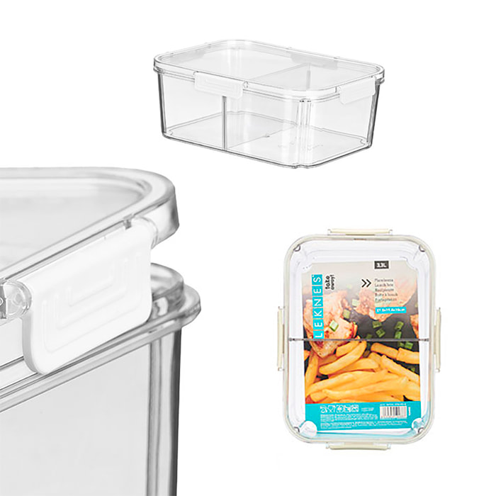 Contenitore ermetico trasparente con lamina divisoria removibile. Capacità di 3300ml.