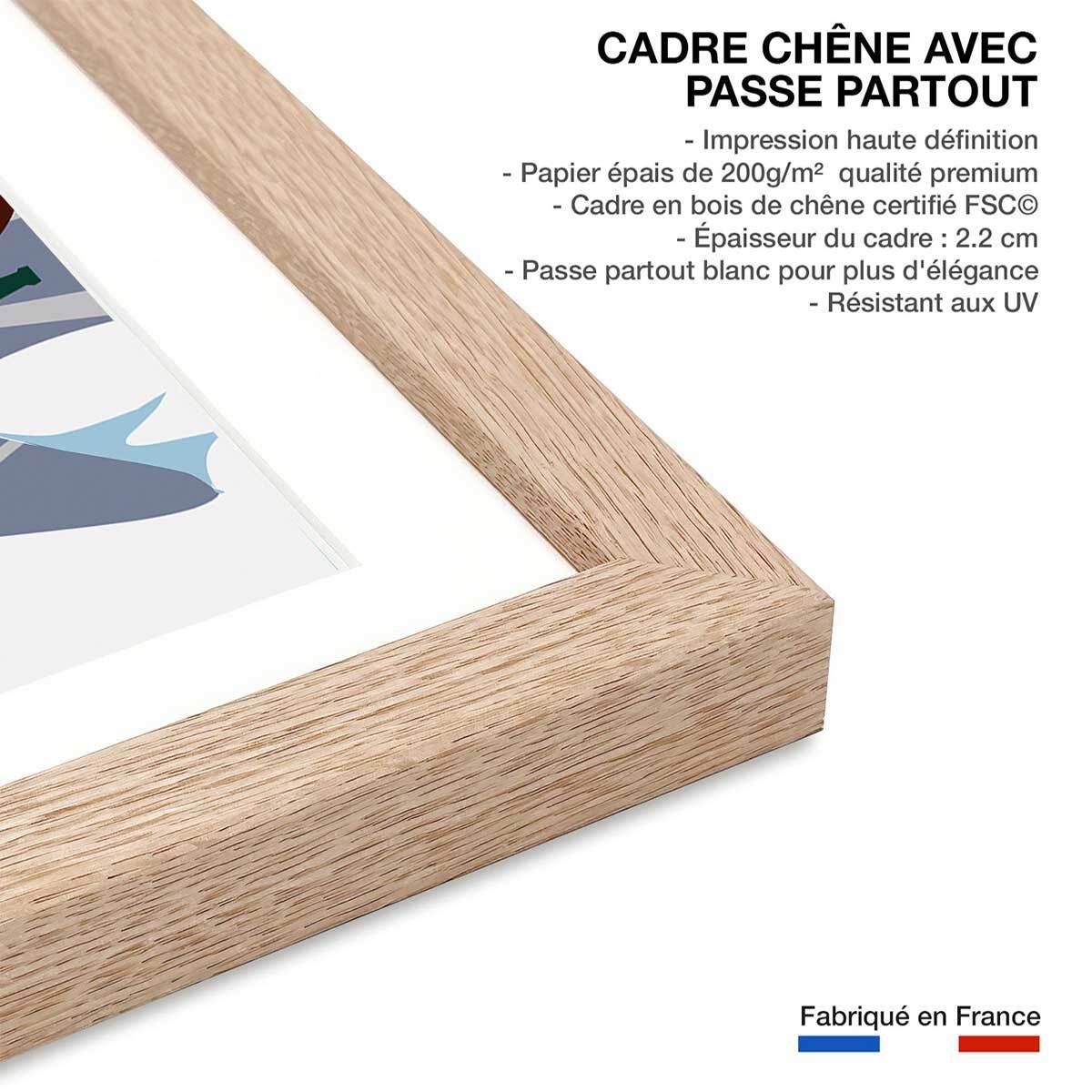 Poster de verbier Affiche + cadre en bois - Chêne