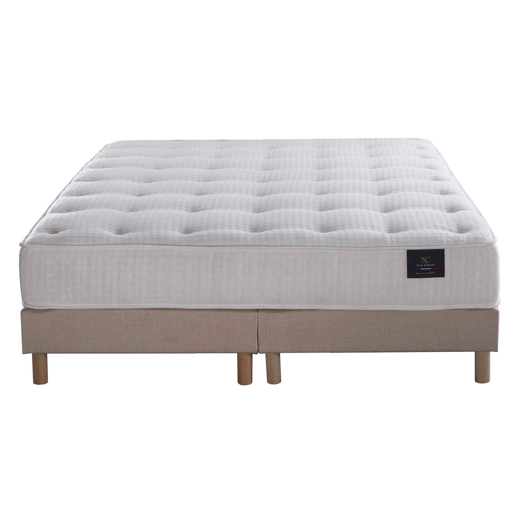 Ensemble Nova - Matelas ressorts ensachés Mémoire de forme - Sommier Rose Poudré