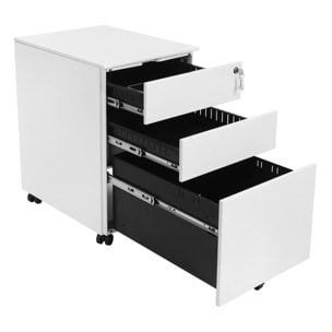 Cassettiera per documenti OFC60WT in acciaio bianco con ruote