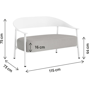 Canapé de jardin en plastique et en métal "Céora" - 2 places - Blanc