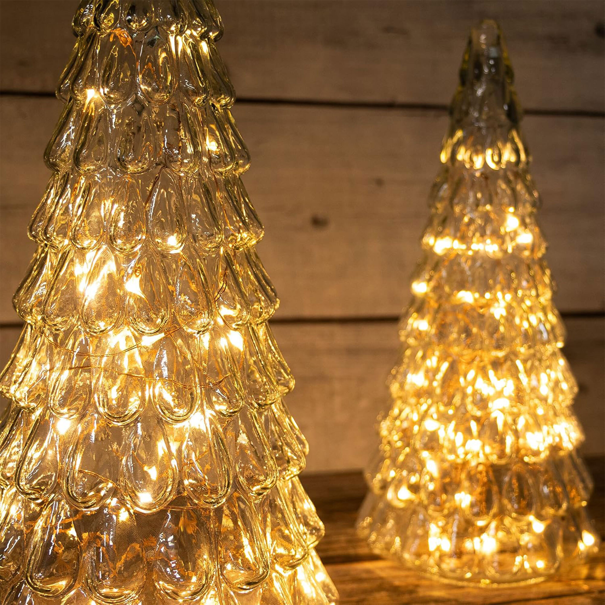 Árbol de navidad con decoración led ámbar y cable metálico - altura 38 cm