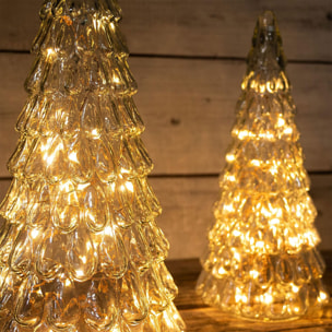 Árbol de navidad con decoración led ámbar y cable metálico - altura 38 cm