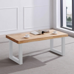 Mesa de centro elevable con almacenaje oculto en roble salvaje y blanco 120x47,5-62 cm Loft Roble salvaje - Blanco