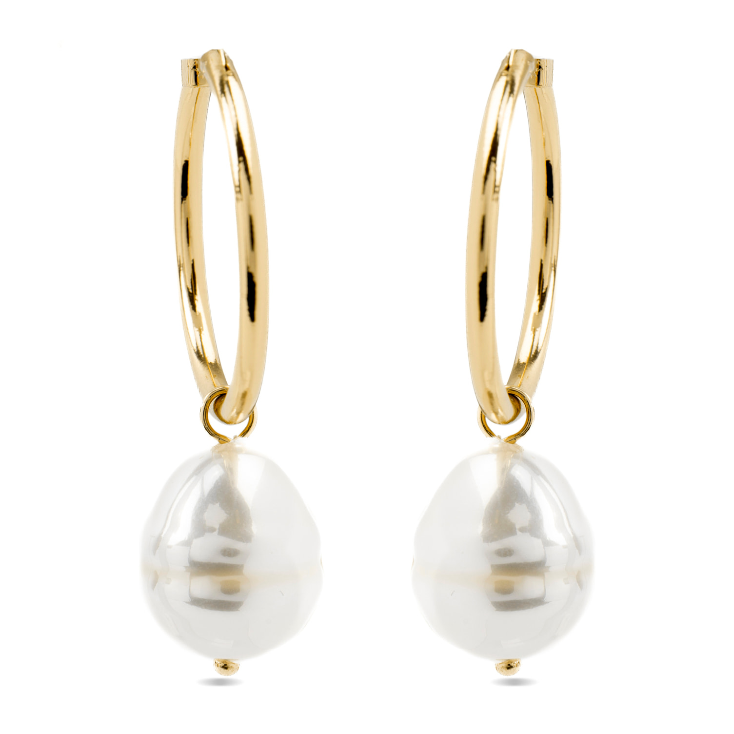 Pendientes con Perla Blanca acabado oro 18k