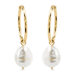 Pendientes con Perla Blanca acabado oro 18k