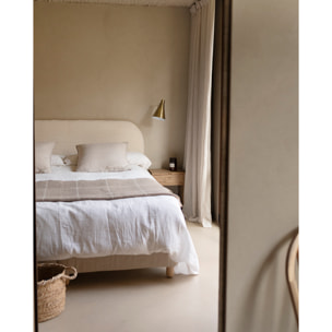 Tête de lit déhoussable en velours côtelé blanc cassé en différentes tailles