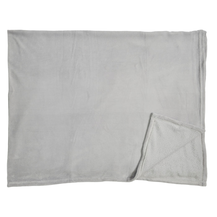 Plaid - HOME DECO FACTORY - Microfibre - Effet Sherpa - Gris