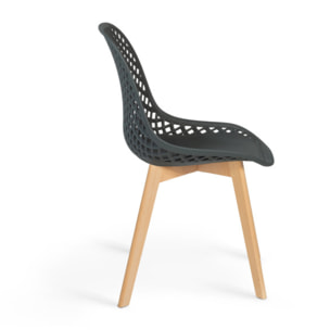 Chaises Maëlle assise ajourée mix de couleurs :  1x blanc, 1x gris foncé, 1x gris clair et 1x bleu canard - lot de 4