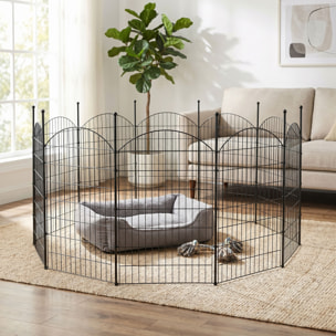 Aron - Recinzione per animali domestici 650x150 cm con cancelletto da giardino esterno in ferro nera