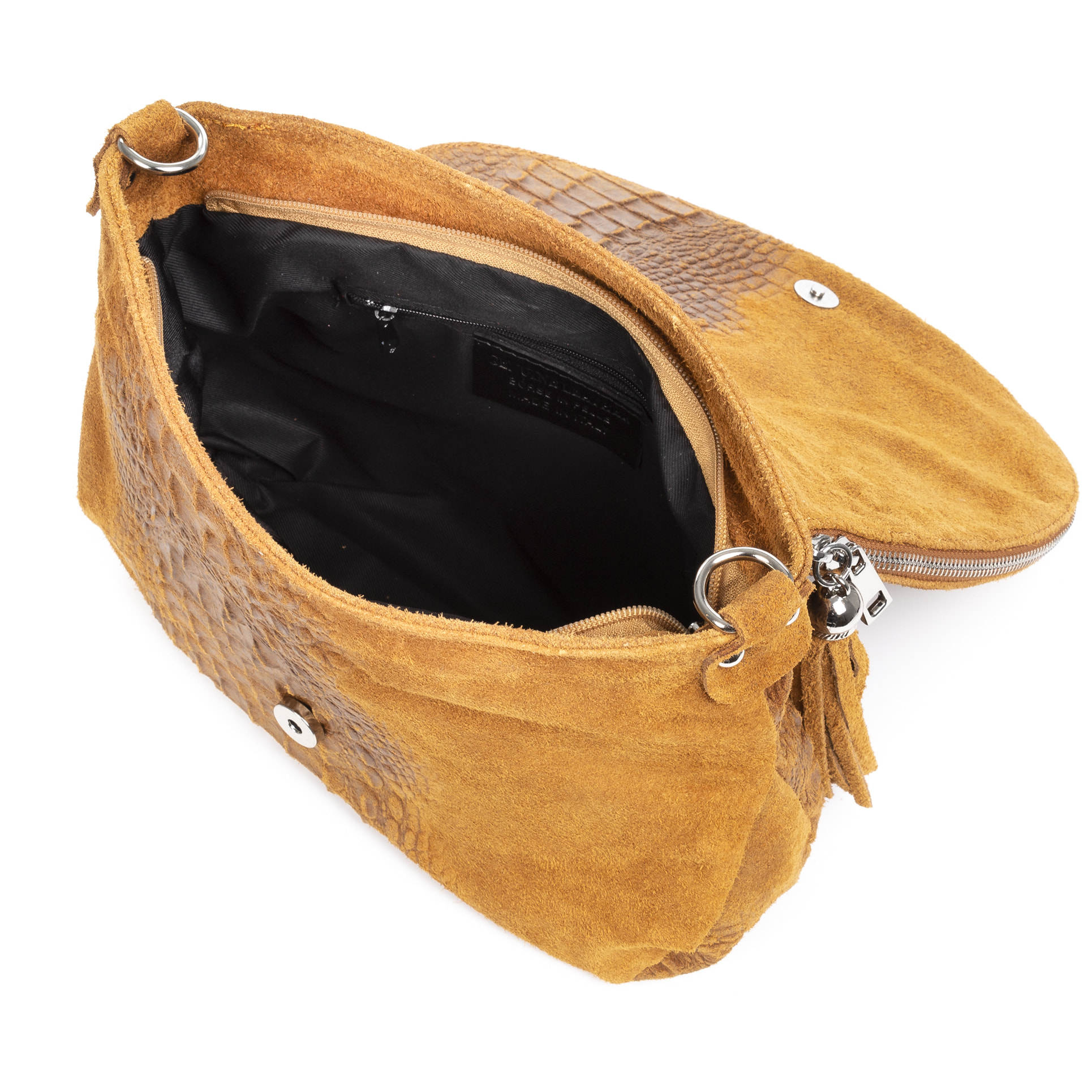 Amanda Borsa a tracolla Donna.Pelle autentica Camoscio Incisione Coccodrillo