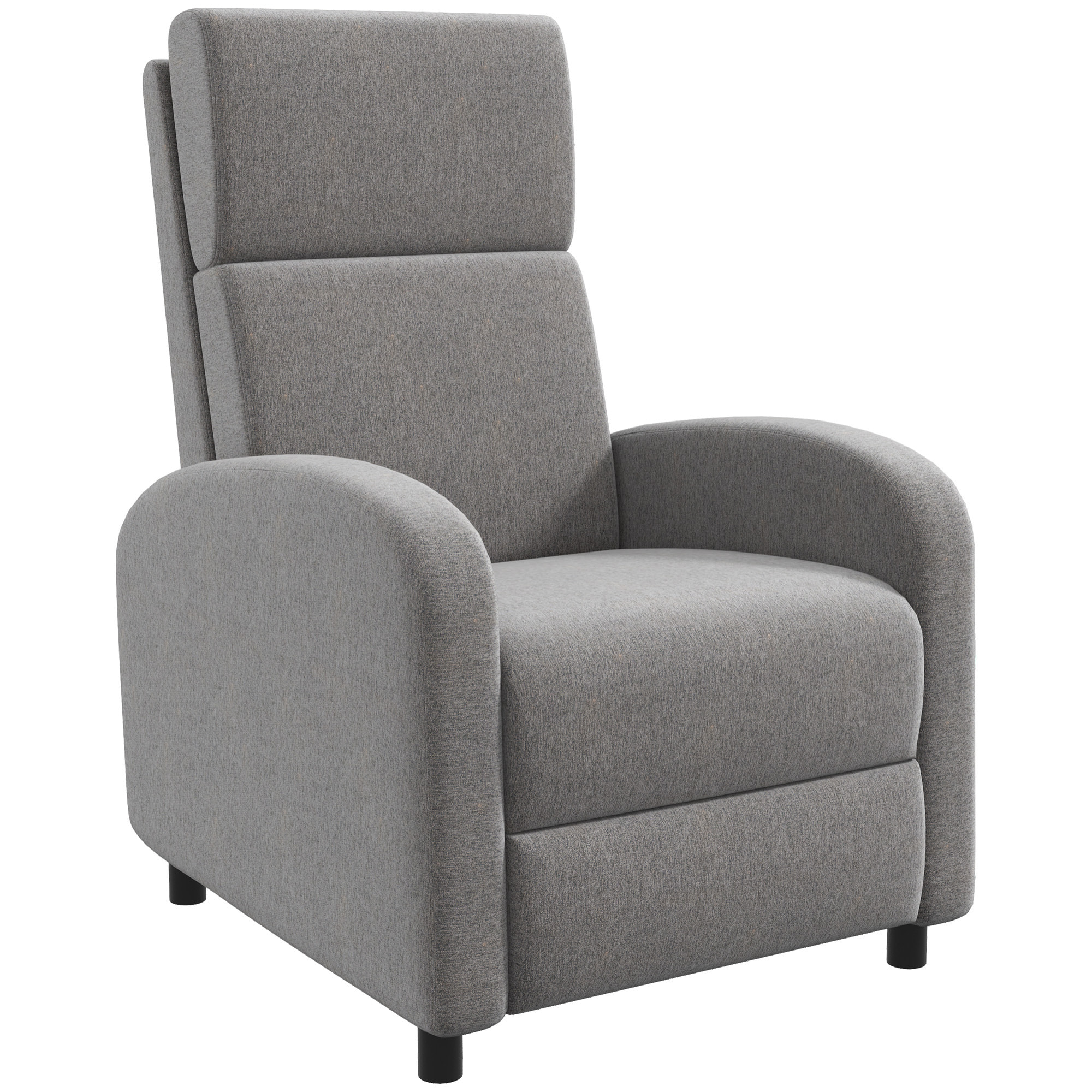 Sillón Relax Reclinable hasta 160° Sofá Reclinable Manual con Reposapiés Carga 120 kg para Salón Dormitorio Poliéster 64x86x102 cm Gris