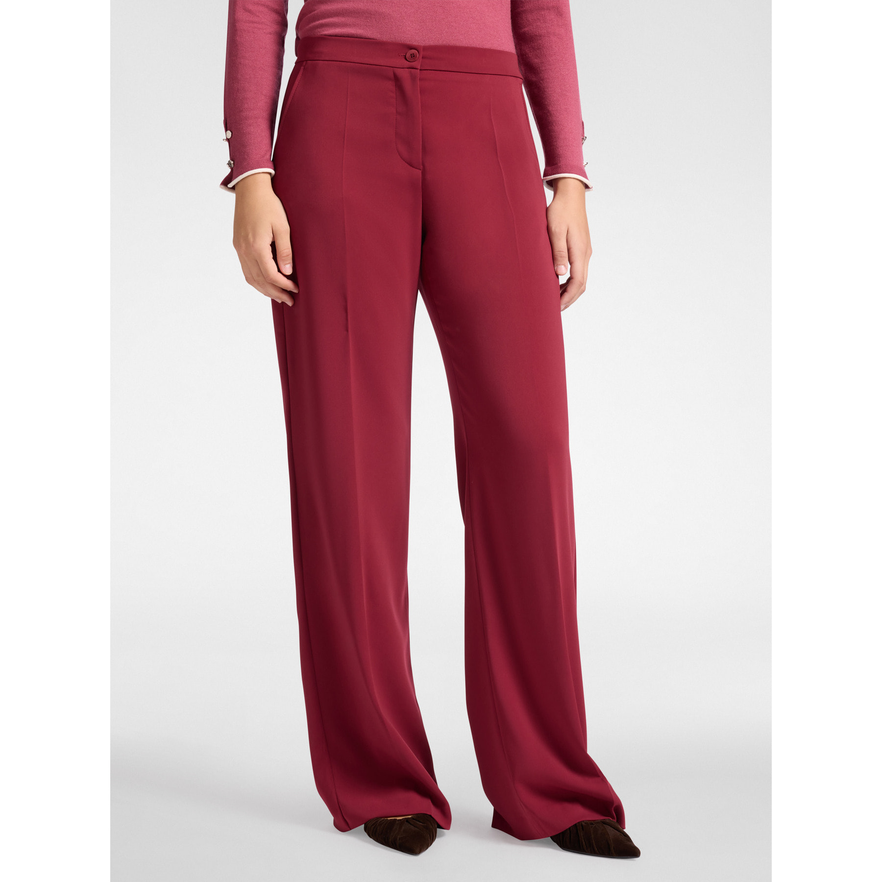 Elena Mirò - Pantaloni maschili in tessuto fluido - Bordeaux