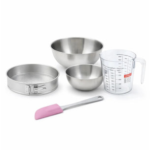 Set pâtisserie avec moule à manqué, 2 bols à mixer, verre mesureur et spatule Zenker