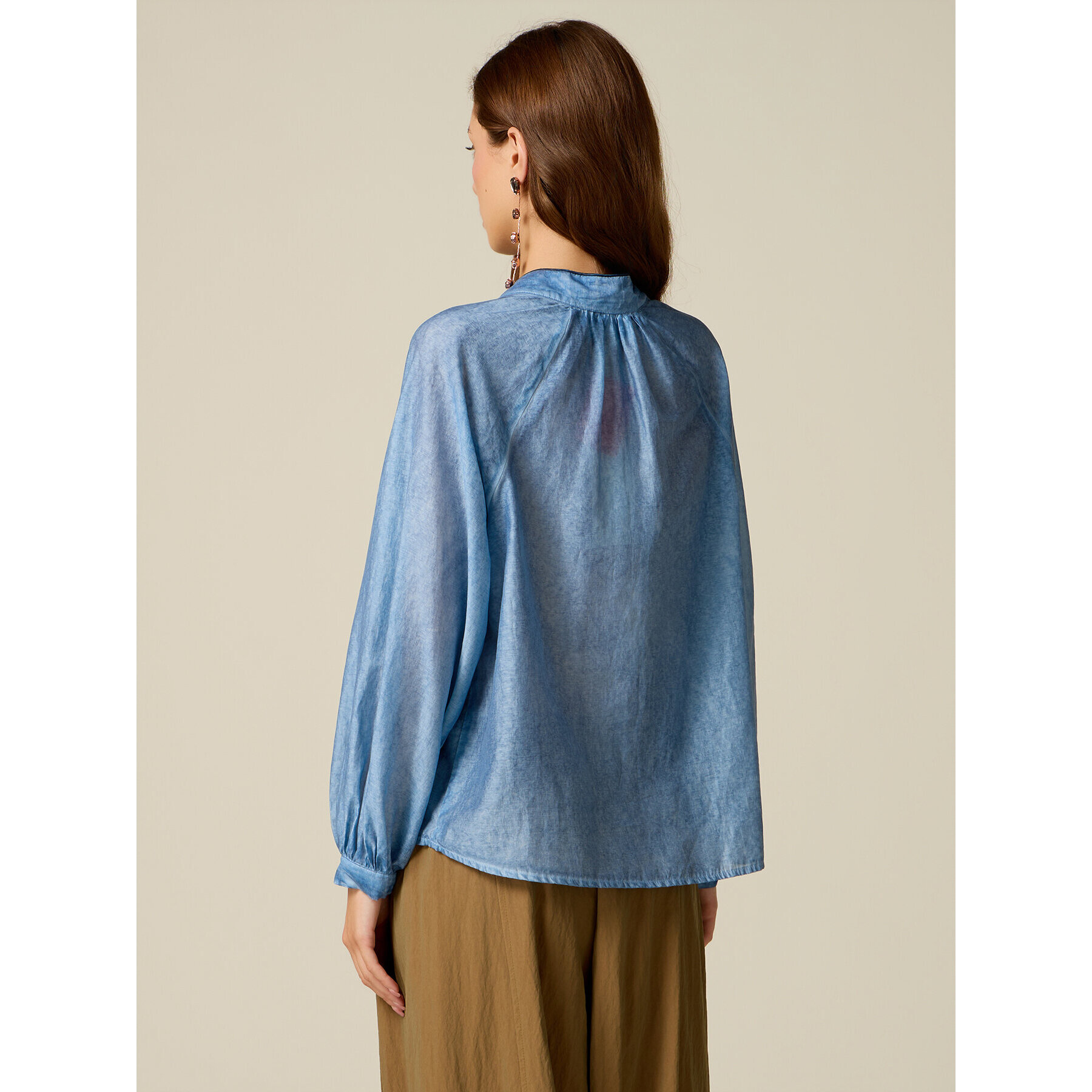 Oltre - Camisa mezcla lyocell efecto desgastado - Light - blue