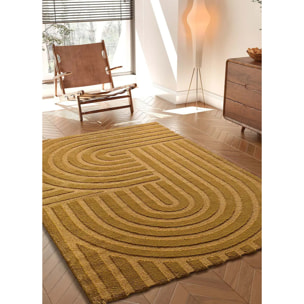 SNOWY Alfombra con relieve de estilo escandinavo en mostaza, varias medidas disponibles.