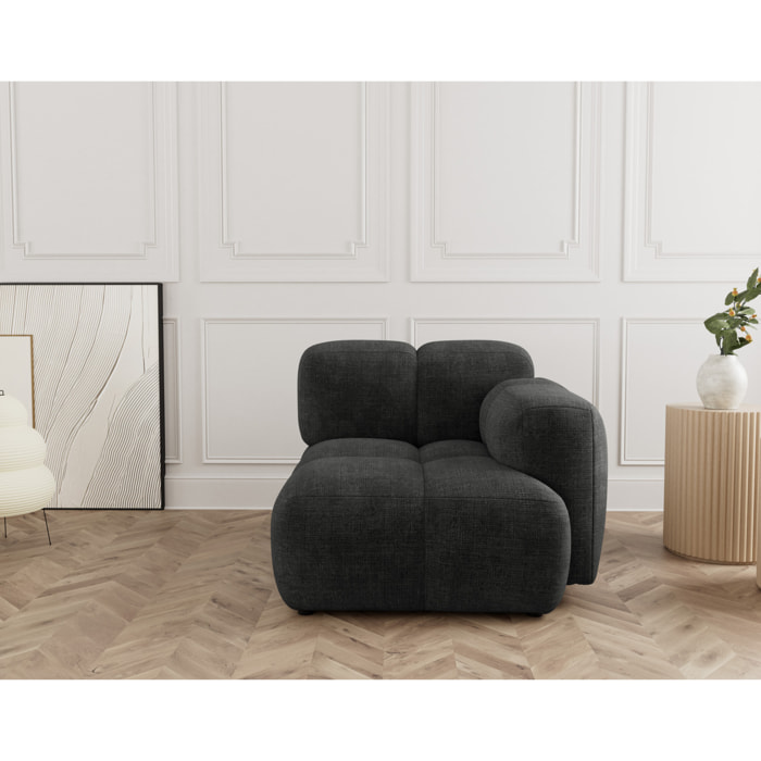 Grace - module d'assise droit en velours texturé - Gris Anthracite