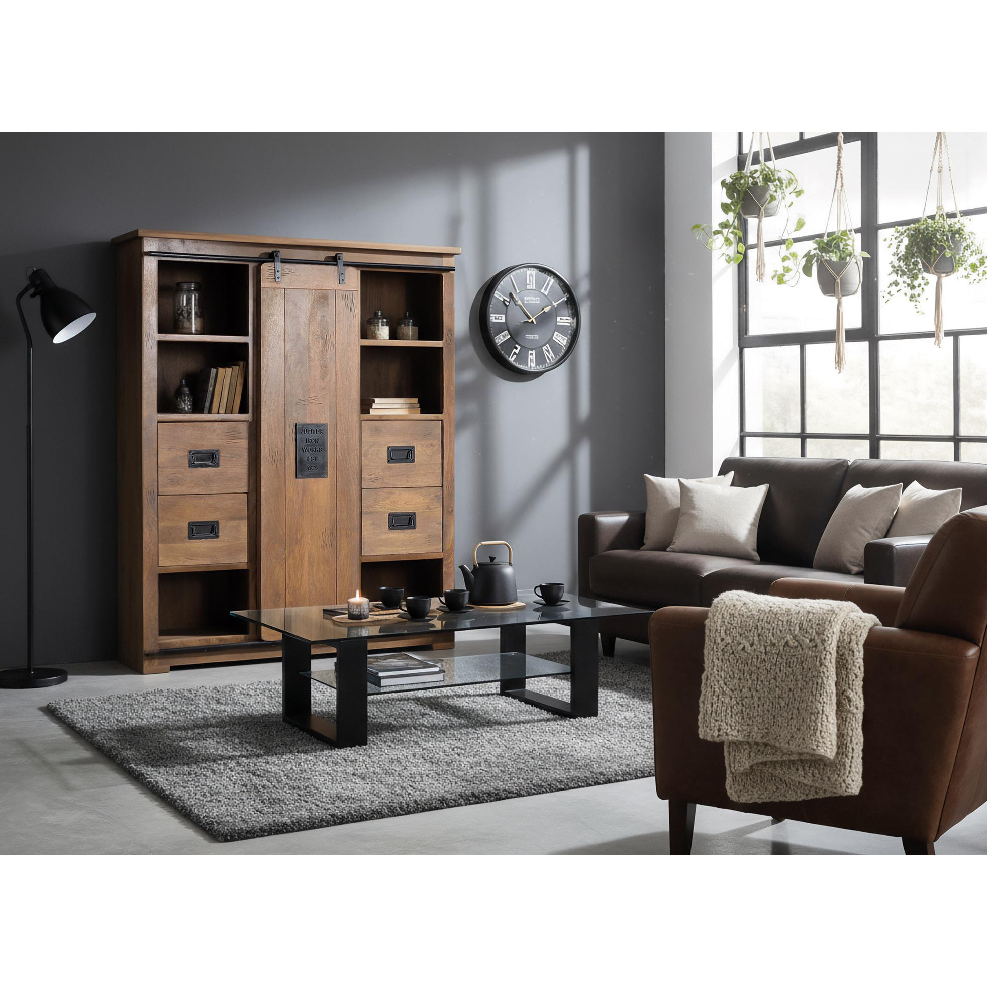 Alacena de Madera de Mango 140 Cm Estilo Industrial