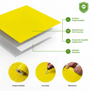 Rouleau adhésif décoratif Vinyle au Mètre - Jaune canari - Sticker Lavable Imperméable Mur Cuisine Meubles