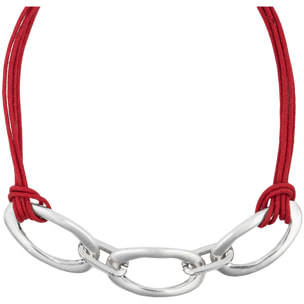 Gargantilla plata rojo chapado 3links rojo 40cm