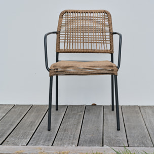 MARCEAU - Fauteuil de jardin empilable en corde et acier