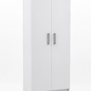Armadio Multiuso a Colonna Bianco con 2 Ante e 8 Ripiani – Scarpiera Portascarpe per Ingresso o Camera da Letto, Design Moderno, 59x37x180 cm