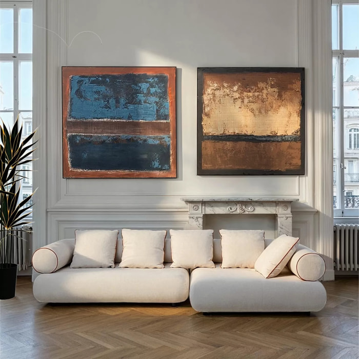 Tableau Silence 120x120cm bleu Kare Design