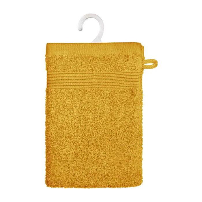Lot de 2 gants de toilette jaune 15x21cm