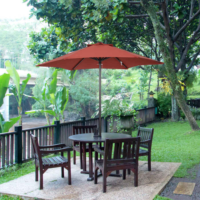 Sombrilla de Jardín Ø2x2 m Parasol Mástil de Aluminio con Techo de Ventilación y Poste Desmontable para Terraza Patio Exterior Rojo Vino