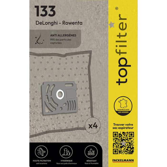 Lot de 4 sacs aspirateur Rowenta TopFilter Premium