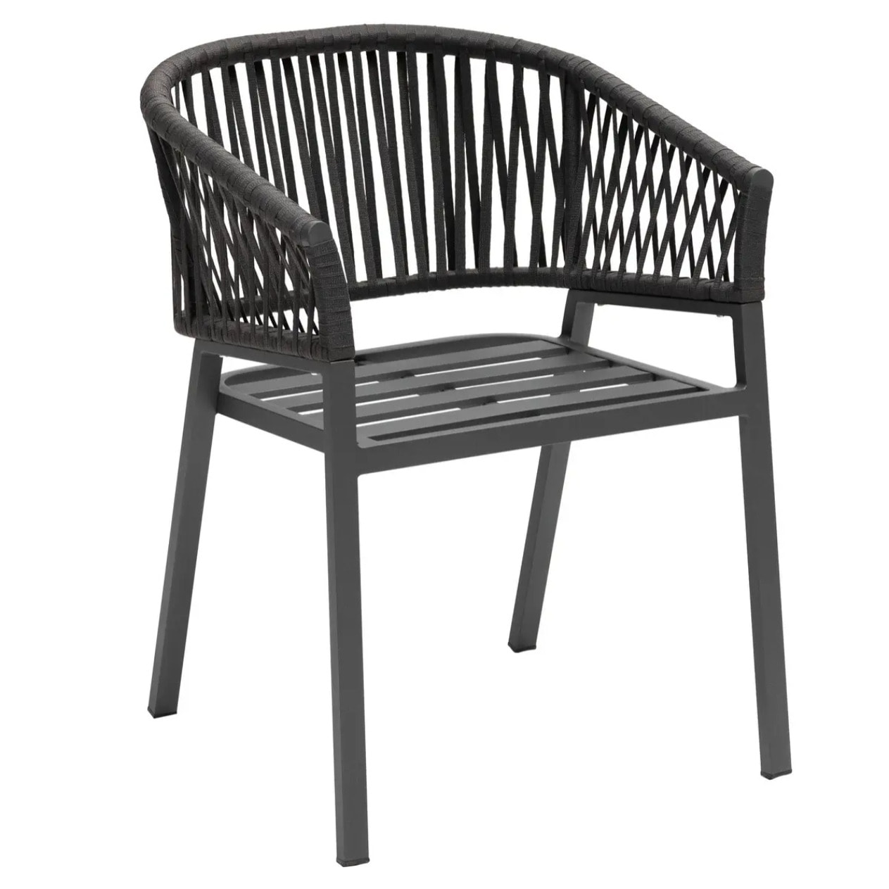 Lot de 2 fauteuils de jardin "Oriengo" anthracite & graphite en aluminium et mailles tressées