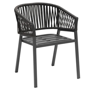 Lot de 2 fauteuils de jardin "Oriengo" anthracite & graphite en aluminium et mailles tressées