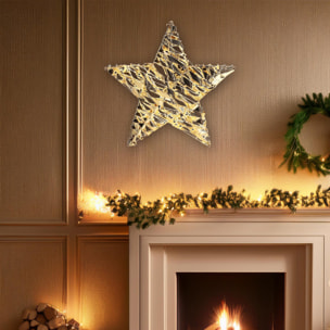 decoración colgante con forma de estrella con 40 luces micro led 30x8x30cm