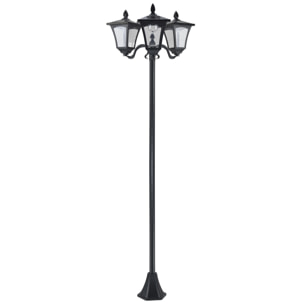 Lampadaire de jardin luminaire extérieur solaire LED 3 têtes 120 Lm dim. 51,5L x 47l x 182,5H cm acier inox. plastique noir