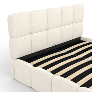 Lit coffre Bubble en tissu bouclette avec sommier et tête de lit 140x190cm