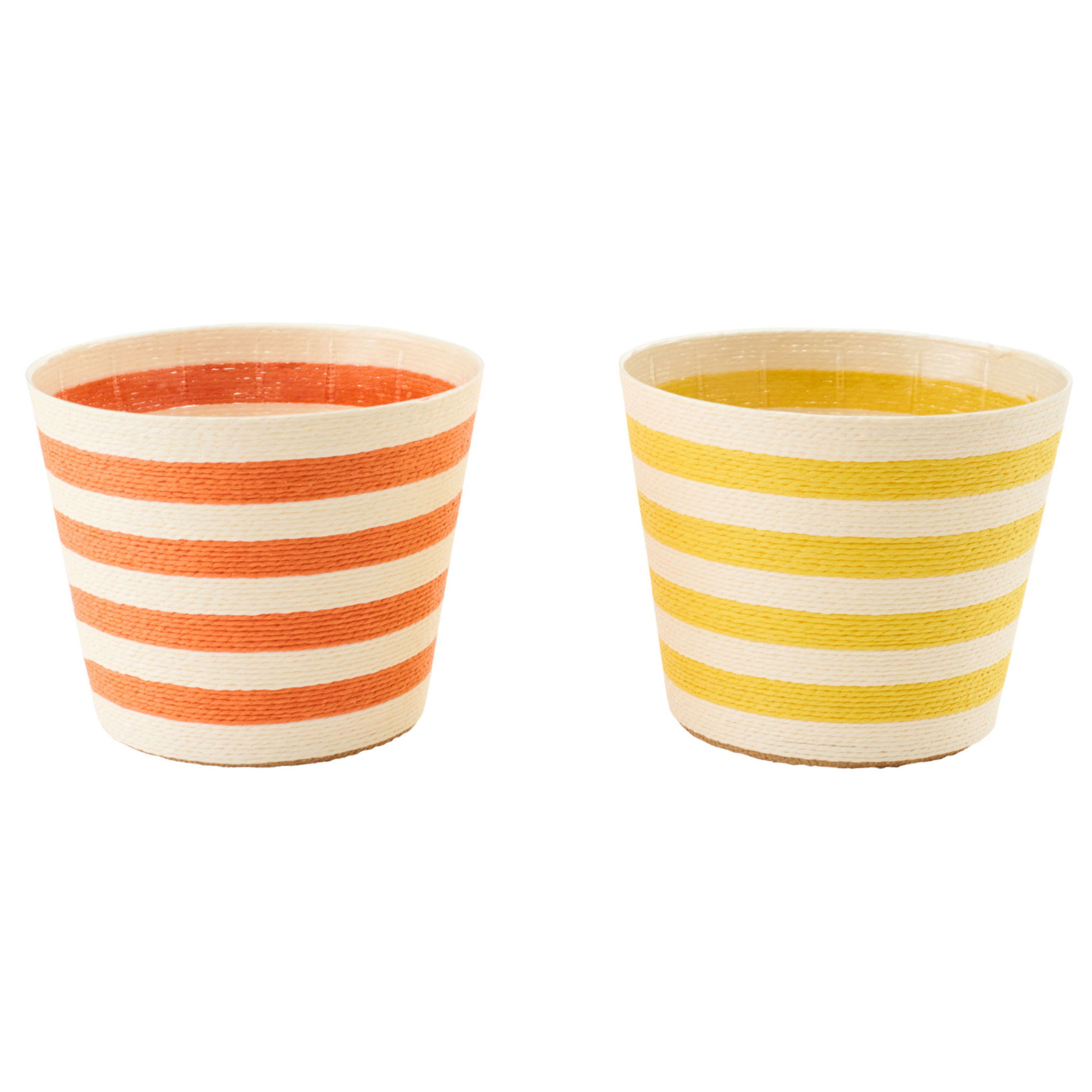 J-Line cache-pot Ligné - papier - jaune/orange - extra large - set de 2