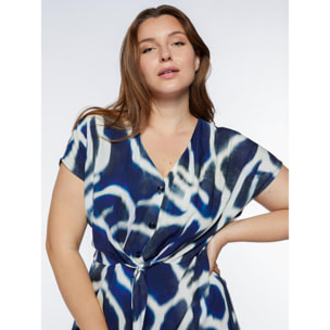 Fiorella Rubino - Vestito lungo tie dye con fiocco - Blu