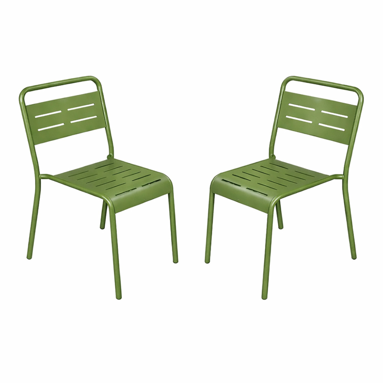 Lot de 2 chaises de jardin empilables vertes EVORA