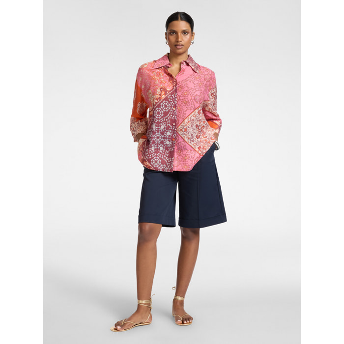 Elena Mirò - Camicia organza lyocell stampata - Arancione
