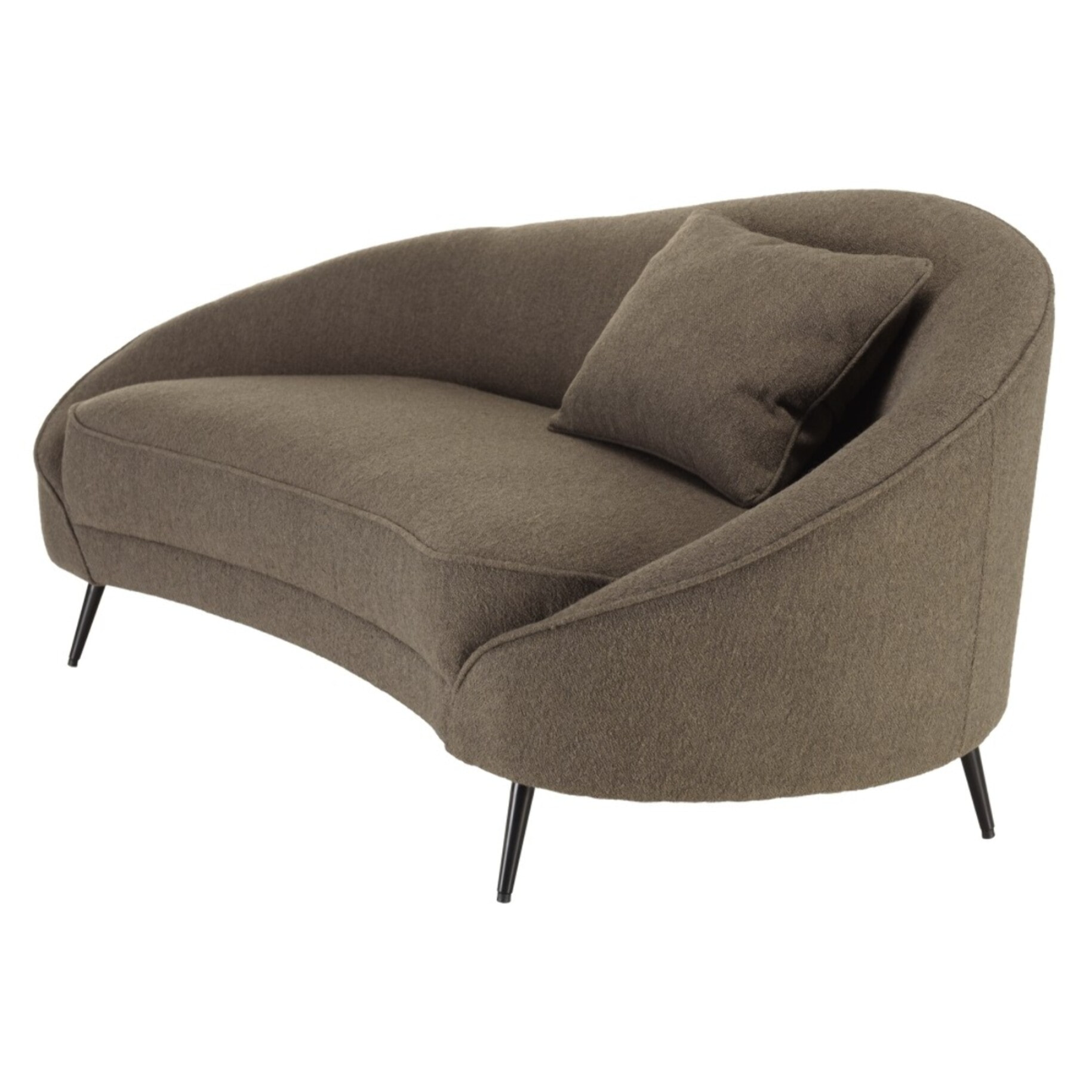 LEOPOLD - Canapé 3 p. tissu bouclette taupe dossier incurvé pieds métal